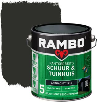 Rambo Pantserbeits Schuur En Tuinhuis Dekkend Zijdeglans 1216 Antraciet 2,5l