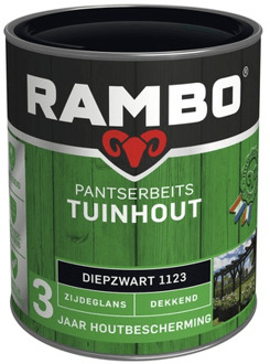 Rambo pantserbeits tuinhout zijdeglans dekkend 1113 klassiekbruin 0.75 ltr