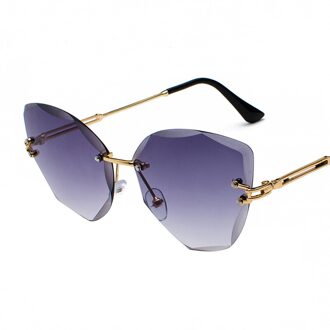 Randloze Cat Eye Zonnebril Luxe Vrouwen Metalen Zonnebril Mode Lady Shades UV400 Eyewear Vrouwelijke C2