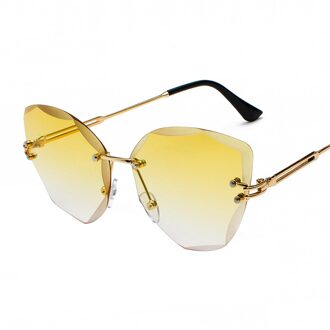 Randloze Cat Eye Zonnebril Luxe Vrouwen Metalen Zonnebril Mode Lady Shades UV400 Eyewear Vrouwelijke C4