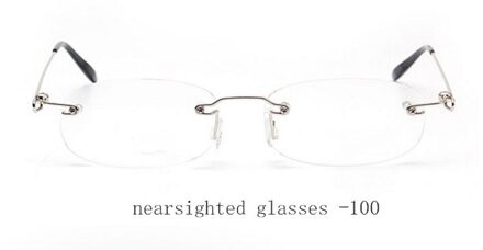 Randloze Metalen Frame Bijziend Glas Ultralight Boxed Kortzichtig Bijziendheid Bril Vrouwen Mannen-1.0 -1.5 -2 -2.5 -3 -3.5 -4 100