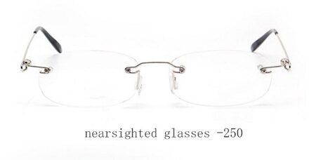 Randloze Metalen Frame Bijziend Glas Ultralight Boxed Kortzichtig Bijziendheid Bril Vrouwen Mannen-1.0 -1.5 -2 -2.5 -3 -3.5 -4 250