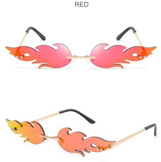 Randloze Wave Zonnebril Fire Flame Zonnebril Streetwear Auto Rijden Bril Trending Smalle Mode Uv 400 Brillen 1