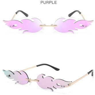 Randloze Wave Zonnebril Fire Flame Zonnebril Streetwear Auto Rijden Bril Trending Smalle Mode Uv 400 Brillen 2