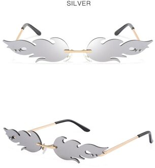Randloze Wave Zonnebril Fire Flame Zonnebril Streetwear Auto Rijden Bril Trending Smalle Mode Uv 400 Brillen