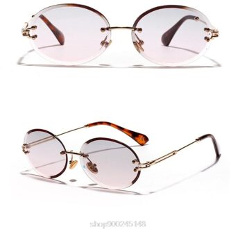 Randloze Zonnebril Trend Unisex Bescherming Brillen Outdoor Rijden Geen Frame Metalen Poten Ovale N17 20 grijs en roze