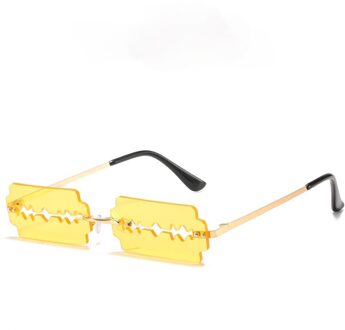 Randloze Zonnebril Vrouwen Vintage Unieke Hollowfishing Zonnebril Eyewear Mannen Frameloze Punk Bril Shades UV400 Driver Bril Oranje