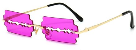 Randloze Zonnebril Vrouwen Vintage Unieke Hollowfishing Zonnebril Eyewear Mannen Frameloze Punk Bril Shades UV400 Driver Bril Paars