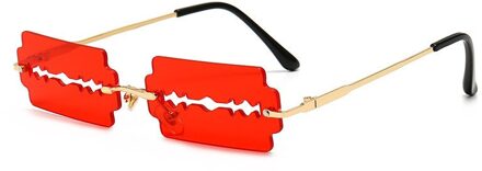 Randloze Zonnebril Vrouwen Vintage Unieke Hollowfishing Zonnebril Eyewear Mannen Frameloze Punk Bril Shades UV400 Driver Bril Rood