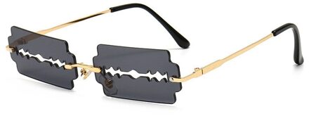 Randloze Zonnebril Vrouwen Vintage Unieke Hollowfishing Zonnebril Eyewear Mannen Frameloze Punk Bril Shades UV400 Driver Bril zwart