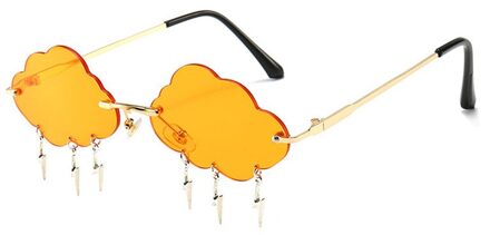 Randloze Zonnebril Vrouwen Vintage Wolken Tassel Steampunk Zonnebril Mannen Frameloze Punk Bril Shades UV400 Driver Bril oranje