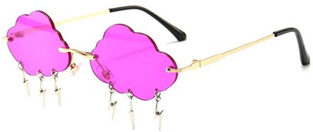 Randloze Zonnebril Vrouwen Vintage Wolken Tassel Steampunk Zonnebril Mannen Frameloze Punk Bril Shades UV400 Driver Bril paars