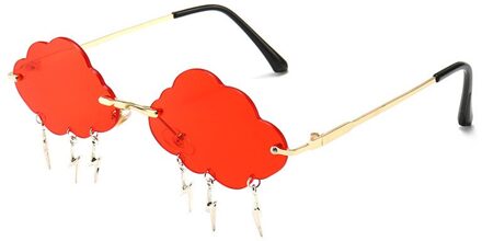 Randloze Zonnebril Vrouwen Vintage Wolken Tassel Steampunk Zonnebril Mannen Frameloze Punk Bril Shades UV400 Driver Bril rood