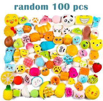 Random 100 Pcs Squishies Slow Rising Simulation Bread Squishy Stress Relief Toys Birthday Gifts for Kids Party Favors Soft Toys