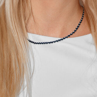 Rank ketting kralen Freshwater rijstkorrel 4-5mm Zwart Wit Goud 18 Karaat