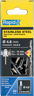 Rapid Blindklinknagels RVS | Ø4,8 x 18 mm | Incl. Boor | 50 Stuks - 5000397