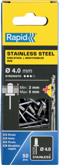 Rapid Blindklinknagels RVS | Ø4 x 8 mm | Incl. Boor | 50 Stuks - 5001460