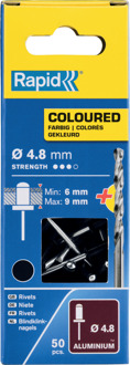Rapid Blindklinknagels Zwart | Ø4,8 x 12 mm | Incl. Boor | 50 Stuks - 5001471
