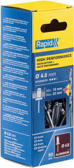 Rapid High performance blindklinknagels Ø4,8 x 25 mm, 50 stuks + boor - 5000392 - 5000392