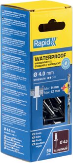 Rapid Waterdichte blindklinknagels Ø4,0 x 16 mm, 50 stuks + boor - 5000401 - 5000401