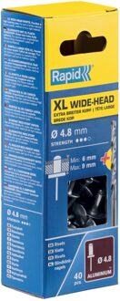Rapid XL blindklinknagels Ø4,8 x 12 mm, 40 stuks + boor - 5000664 - 5000664