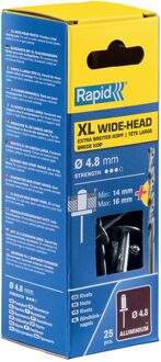 Rapid XL blindklinknagels Ø4,8 x 20 mm, 25 stuks + boor - 5000667 - 5000667
