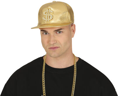 Rapper/gangster verkleed pet Dollar - goud - nep krokodillen leer - one size Goudkleurig