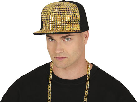 Rapper/gangster verkleed pet studs - goud/zwart - bling - one size