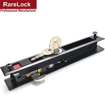 Rarelock Sliding Door Lock Black Color 2 Brass Key Bedroom Living Room Bathroom Funiture Latch Lock MMS226 dd