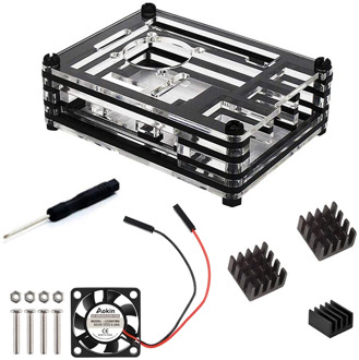 Raspberry Pi 3 Case 9 layer Acrylic Cover Shell Box with Cooling Fan and heat sink for Raspberry Pi 3 Model B+ Plus Hot