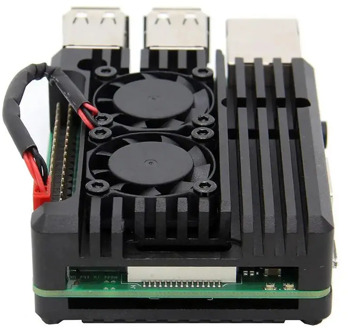 Raspberry Pi 4/3 Aluminum Case with Dual Cooling Fan Metal Shell Black Enclosure for RPI Raspberry Pi 4B/3B/3B+