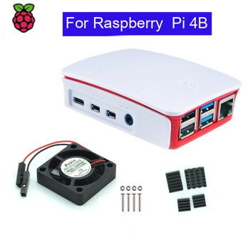 Raspberry Pi 4 Model B ABS Case Plastic Box White Shell Classic Design with Fan with Heatsink for Raspberry Pi 4