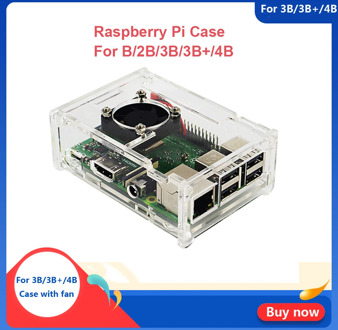 Raspberry Pi 4 Model B ABS Case Transparent ABS Enclosure Box Shell for Raspberry Pi 4B 3B+ Plus 3B 2B B with Fan