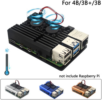 Raspberry Pi 4 Model B Dual Fans CNC Aluminum Alloy Case Metal 4 Color Armor Shell with Heat Sinks for Raspberry Pi 4B/3B+/3B