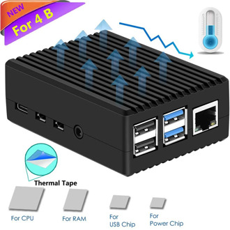 Raspberry Pi 4 Model B Metal Aluminum Alloy Case/Passive Cooling Shell Metal Enclosure Heat Dissipation with Heatsink for Pi 4B