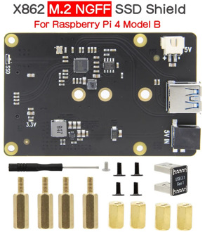 Raspberry Pi 4 Model B X862 M.2 NGFF 2280/2260/2242/2230 SATA SSD Shield, X862 SSD Storage Expansion Board for Raspberry Pi 4B