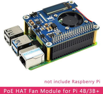 Raspberry Pi 4 Power over Ethernet HAT (B) 802.3af PoE Network with Cooling Fan Temperature OLED for Raspberry Pi 3B+/4B