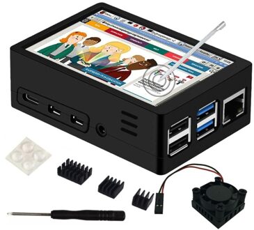 Raspberry Pi 4 Touchscreen, 4 Inch 60 + Fps 800X480 Resolutie Raspberry Pi Touchscreen Met Koelventilator En Case Voor Raspberry 4
