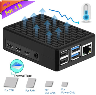 Raspberry Pi 4B Metal Aluminum Alloy Case/Passive Cooling Shell Metal Enclosure Heat Dissipation with Heatsink for Pi 4 Model B