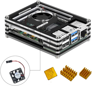 Raspberry Pi 4B new 9 Layers Case kit and power line type-c interface US Charger Adapter with heat sink Suitable for RPI4