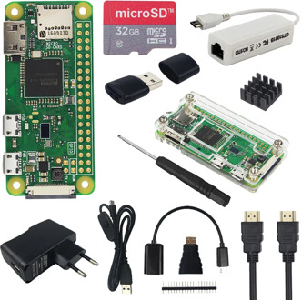 Raspberry Pi Zero W Kit + Acrylic Case + Optional SD Card | 2.8 inch Touchscreen | Camera |RJ45 Network Card | HDMI Cable
