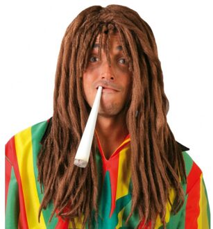 Rasta/reggae carnaval pruik Bob - bruin - met dreadlocks - voor volwassenen
