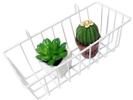 Raster Mand Huishoudelijke Ingemaakte Opslag Mand Smeedijzeren Muur Opslag Rack Decoratieve Bloempot Stand Creatieve Interieur Hanger wit