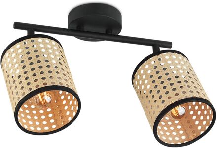 Ratan LED Opbouwspot 2L - Naturel/zwart