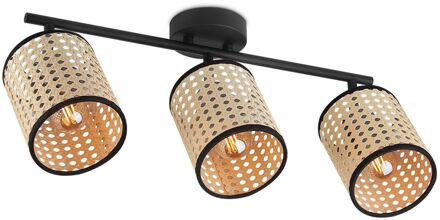 Ratan LED Opbouwspot 3L - Naturel/zwart