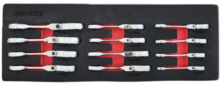 Ratelring-steeksleutelset extra kort 8 - 19 mm 12-dlg WT8908