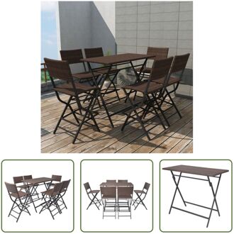 Rattan Barset - 120 x 60 x 101 cm - Bruin PE-rattan en stalen frame