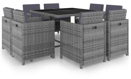 Rattan Garden Furniture Set - 8 Chairs - Antraciet - 109x109x74cm - Water resistant Grijs