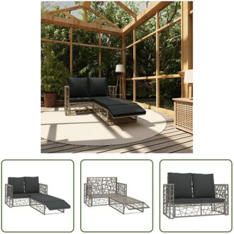 Rattan loungeset - Bank en voetensteun - Grijs - 123 x 65 x 72 cm - Weerbestendig