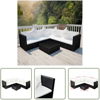 Rattan Loungeset - Zwart - 118 x 60 x 64 cm - Waterdicht en weerbestendig